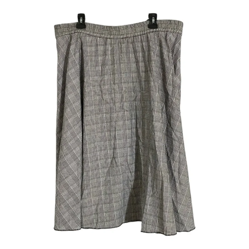 Stella Jean Pleated Midi Skirt Black & White Houndstooth Plaid Size IT 44 / US 8